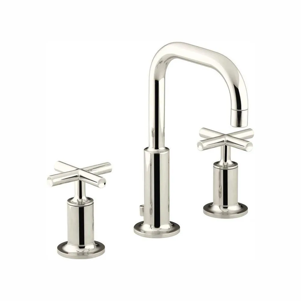 Purist 8 in. Widespread 2-Handle Mid-Arc Bathroom Faucet in Vibrant Modern Brushed Gold, photo 9 of 10