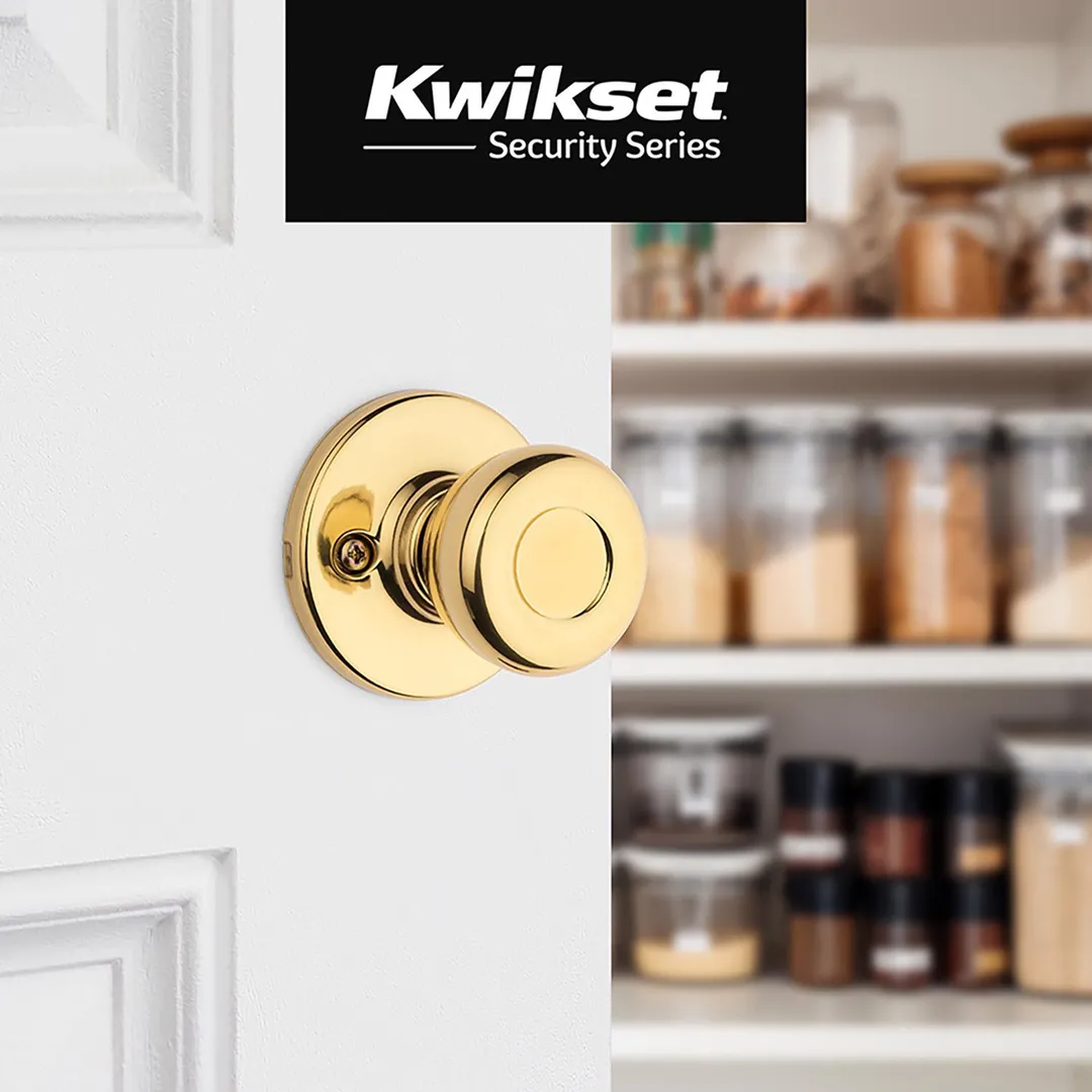 Kwikset Tylo Polished Brass Dummy Door Knob – Universal Handing (Non-Turning), photo 2 of 8