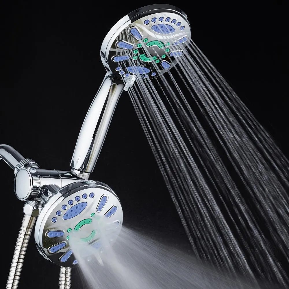 Antimicrobial 48-Spray 4.3 in. High Pressure 3-Way Dual Shower Head and Handheld Shower Head Combo in Chrome, photo 8 of 9