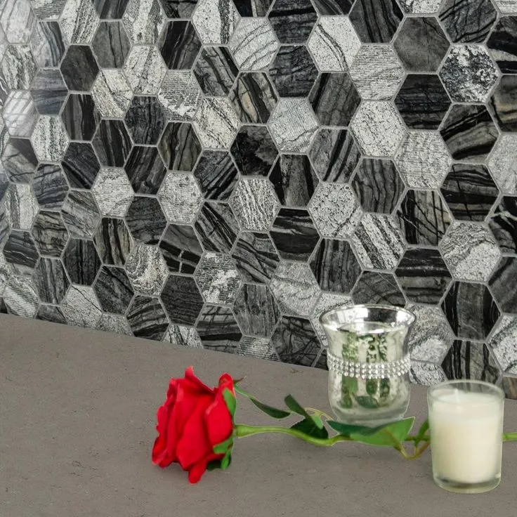 MSI Henley Hexagon 12 in. x 12 in. x 10 mm Textured Marble Mesh-Mounted Mosaic Tile (10 sq. ft. / case), photo 6 of 9
