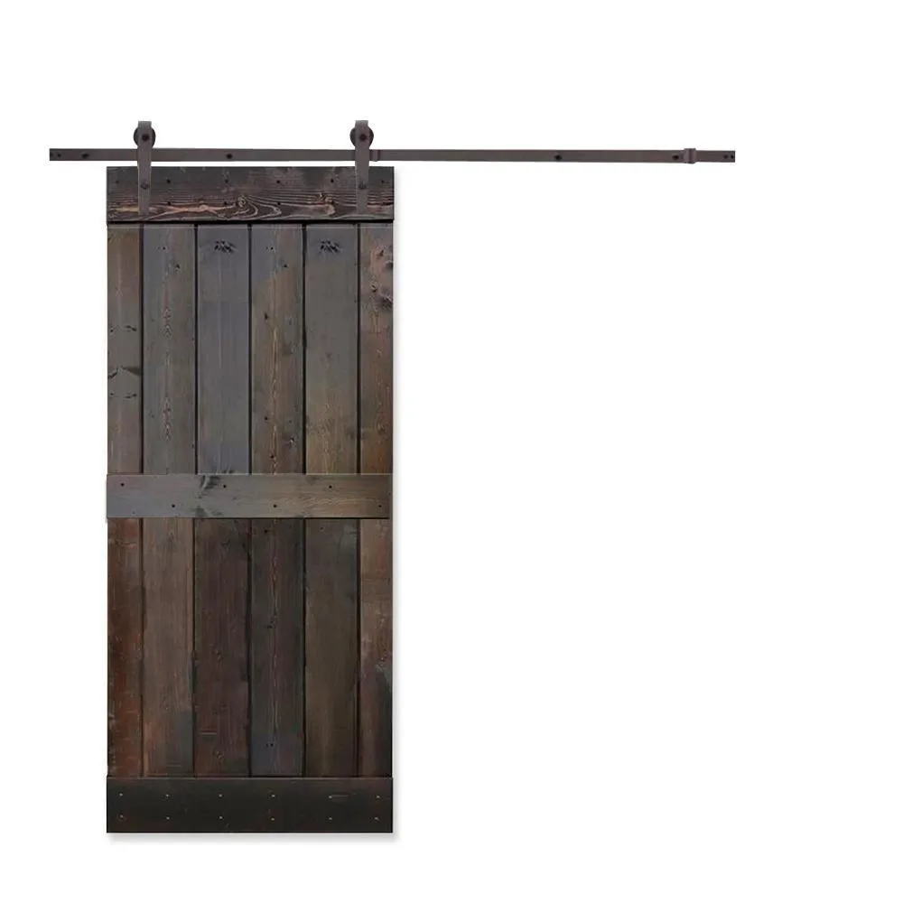CALHOME 36 in. x 84 in. Mid-Bar White Knotty Pine Wood Interior Sliding Barn Door With Hardware Kit, photo 13 of 17