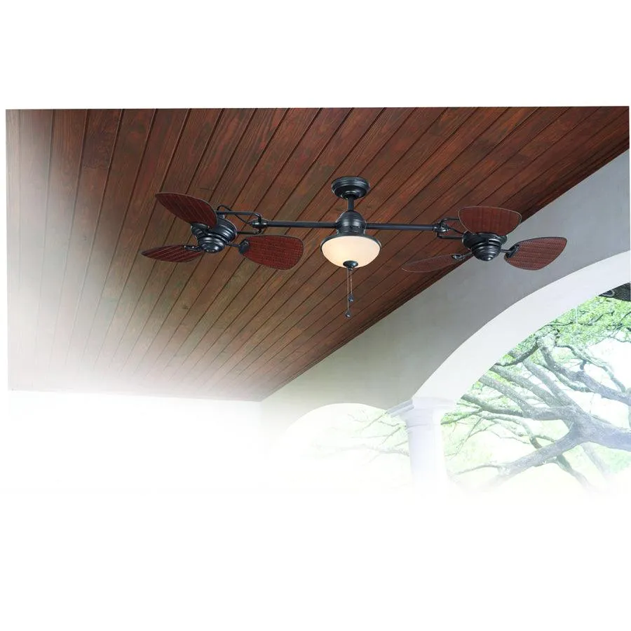 Harbor Breeze Twin Breeze II 74-in Oil-Rubbed Bronze Incandescent Indoor/Outdoor Ceiling Fan with Light (6-Blade), photo 6 of 18