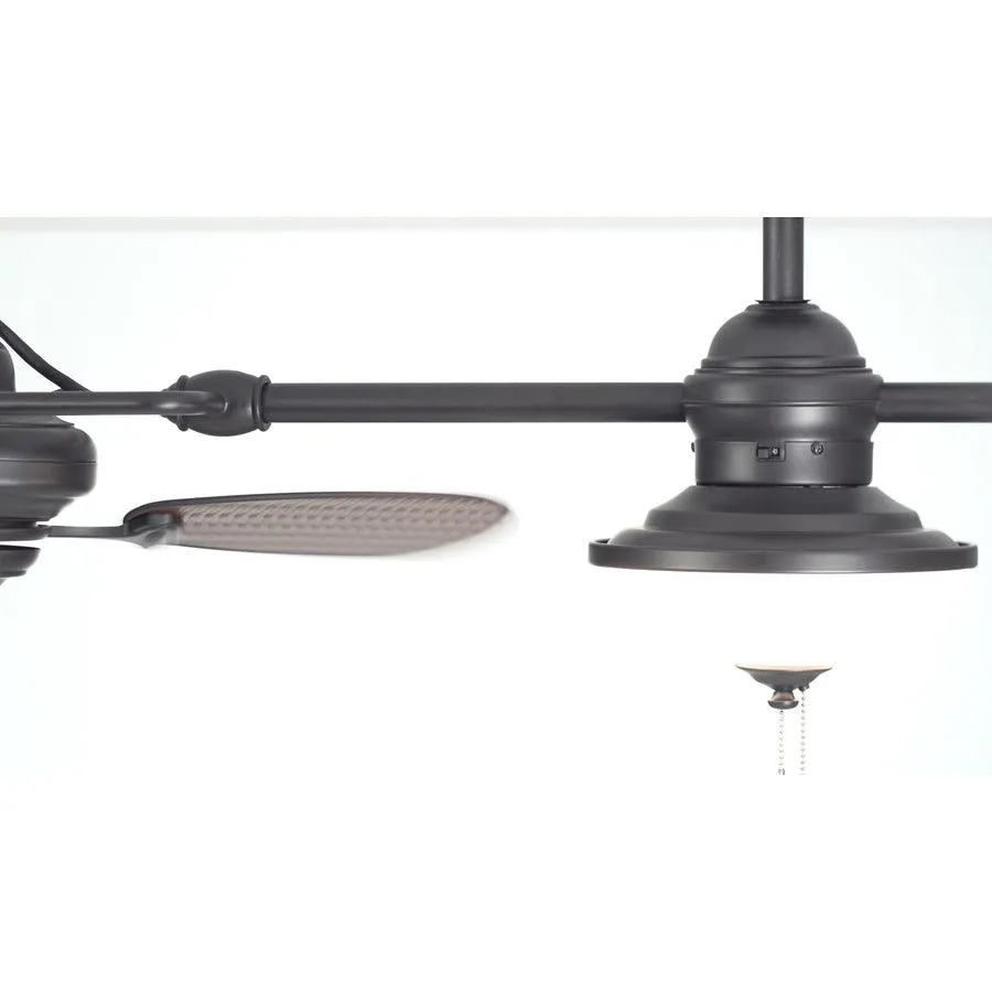 Harbor Breeze Twin Breeze II 74-in Oil-Rubbed Bronze Incandescent Indoor/Outdoor Ceiling Fan with Light (6-Blade), photo 2 of 18