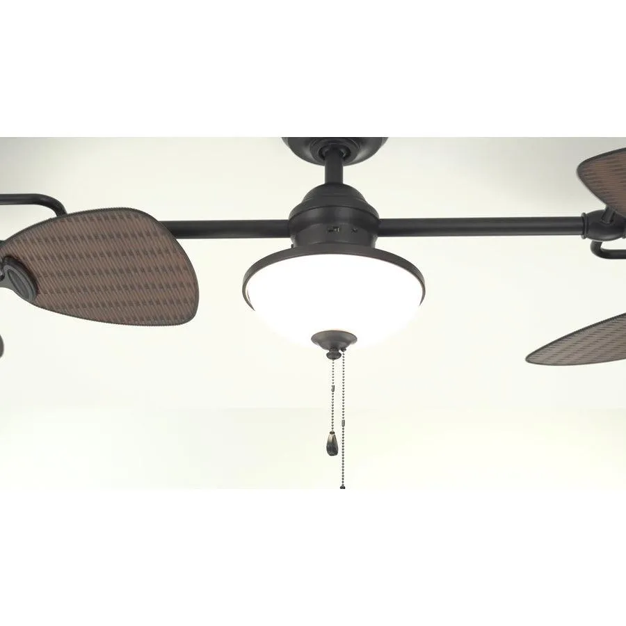 Harbor Breeze Twin Breeze II 74-in Oil-Rubbed Bronze Incandescent Indoor/Outdoor Ceiling Fan with Light (6-Blade), photo 4 of 18