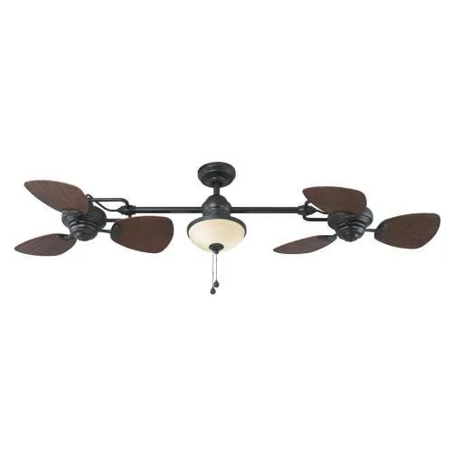 Harbor Breeze Twin Breeze II 74-in Oil-Rubbed Bronze Incandescent Indoor/Outdoor Ceiling Fan with Light (6-Blade), photo 10 of 18
