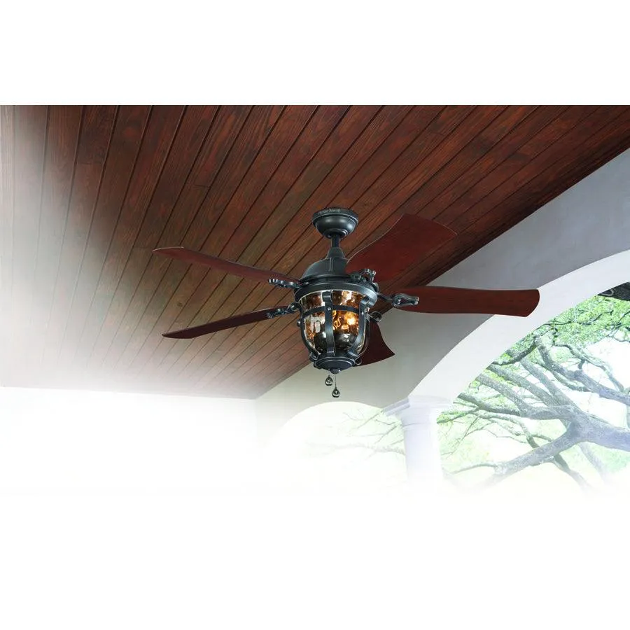 Harbor Breeze Lake Placido 52-in Black Iron Indoor/Outdoor Ceiling Fan with Light, 5-Blade, Incandescent, photo 2 of 18
