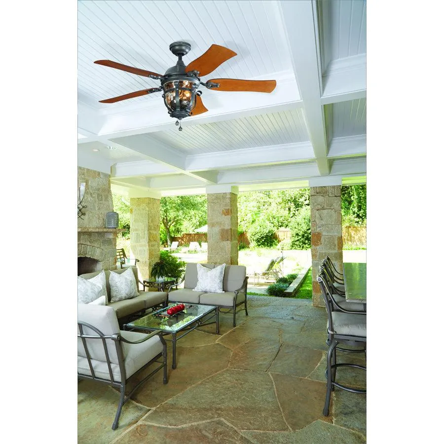 Harbor Breeze Lake Placido 52-in Black Iron Indoor/Outdoor Ceiling Fan with Light, 5-Blade, Incandescent, photo 8 of 18