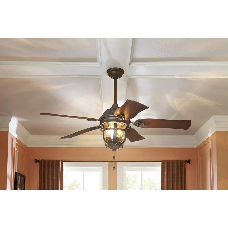 Harbor Breeze Lake Placido 52-in Black Iron Indoor/Outdoor Ceiling Fan with Light, 5-Blade, Incandescent, photo 9 of 18