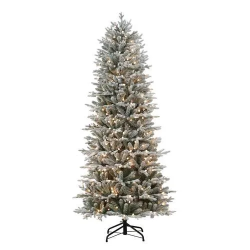Holiday Living 7.5-ft Essex Fir Pre-Lit Traditional Slim Flocked Artificial Christmas Tree with 400 Constant Warm White LED Lights, photo 4 of 4
