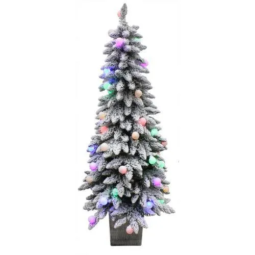 Holiday Living 5-ft Spruce Pre-Lit Traditional Slim Flocked Artificial Christmas Tree with 50 Constant Multicolor LED Lights, photo 4 of 4