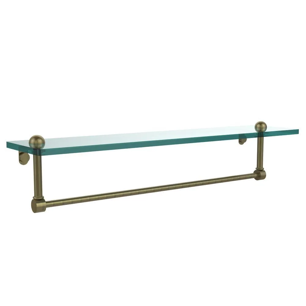 Allied Brass 22 in. L x 5 in. H x 5 in. W Clear Glass Vanity Bathroom Shelf with Towel Bar in Antique Bronze, photo 13 of 15