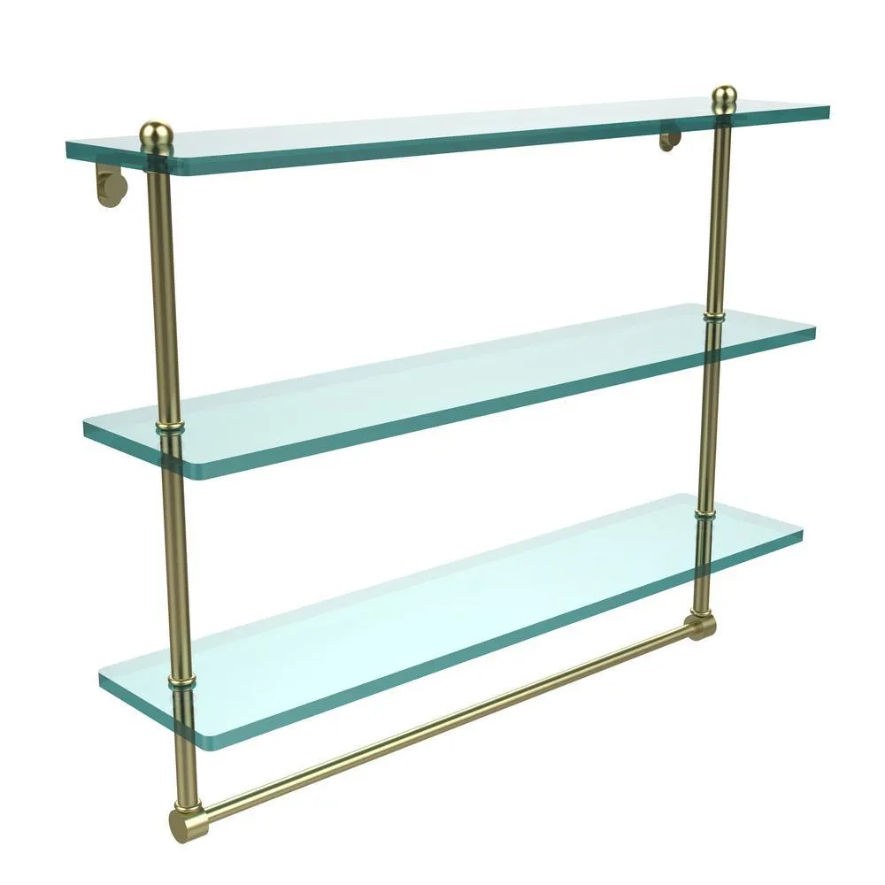 Allied Brass 22 in. L x 18 in. H x 5 in. W 3-Tier Clear Glass Bathroom Shelf with Towel Bar in Oil Rubbed Bronze, photo 7 of 15