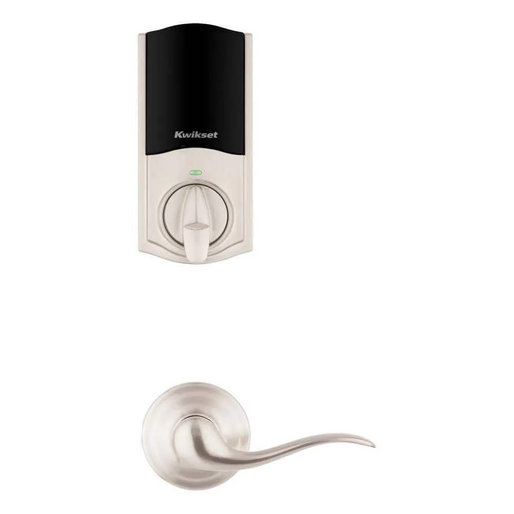 Kwikset Halo Touch Satin Nickel Traditional Fingerprint WiFi Elect Smart Lock Deadbolt Feat SmartKey Security with Tustin Lever, photo 2 of 2