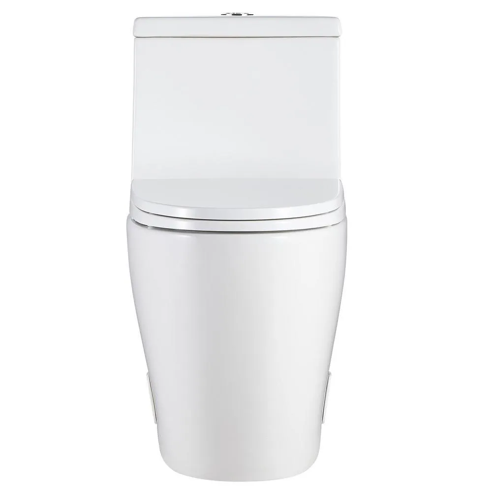New Style Double Flush 1 Piece 0.8 / 1.28 GPF White Double Pumping Elongated Toilet With Chair, photo 4 of 8