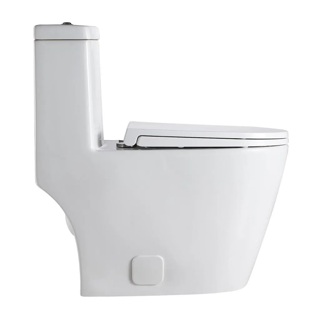 Siphon Flushing 1-Piece 1.28 GPF Dual Flush High Efficiency Elongated Toilet in White, Seat Included, photo 3 of 7