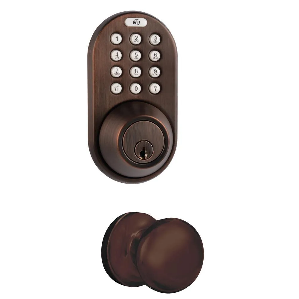 Morning Industry Oil Rubbed Bronze Keyless Entry Deadbolt and Door Handleset Lock with RF Remote Control and Electronic Digital Keypad, photo 8 of 9