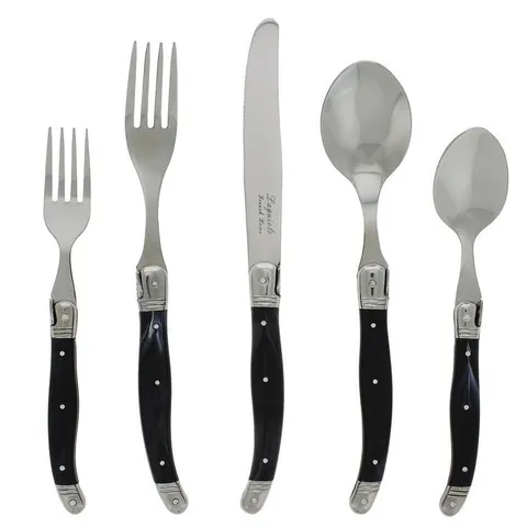 Laguiole 20-Piece Stainless Steel/Black Flatware Set (Service for 4)