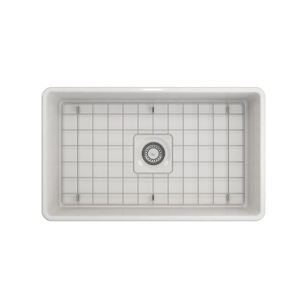 Classico Farmhouse Apron Front Fireclay 30 in. Single Bowl Kitchen Sink with Bottom Grid and Strainer in White, photo 4 of 33