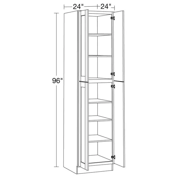 Home Decorators Collection Washington 24 in. W x 24 in. D x 96 in. H Assembled Plywood Pantry Kitchen Cabinet in Onyx with Soft Close, photo 2 of 5