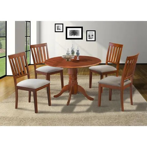 Burlington Saddle Brown Wood Round Dining Table with Saddle Brown Wood Base