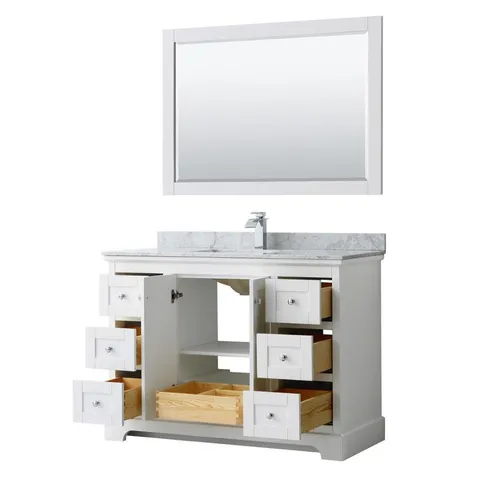 Avery 48-in White Single-Sink Vanity with Carrara Top & Mirror