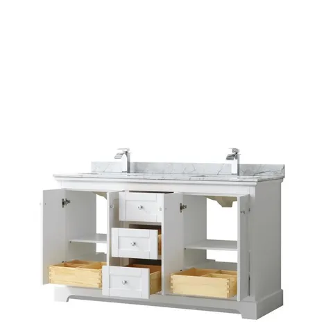 Avery 60-in White Double Sink Vanity with Carrara Top
