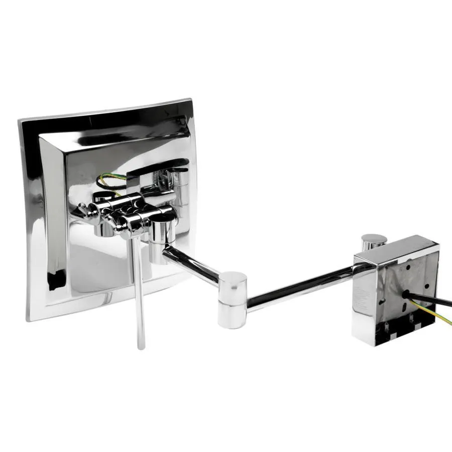 ALFI brand 7.8-in x 7.88-in Polished Brass Magnifying Wall-Mounted Vanity Mirror with Light, photo 2 of 5