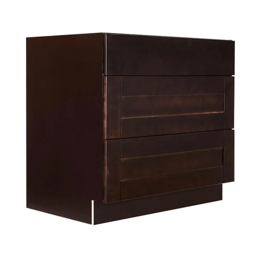 Anchester Assembled 24 in. x 34.5 in. x 24 in. Base Cabinet with 3 Drawers in Dark Espresso, photo 2 of 6
