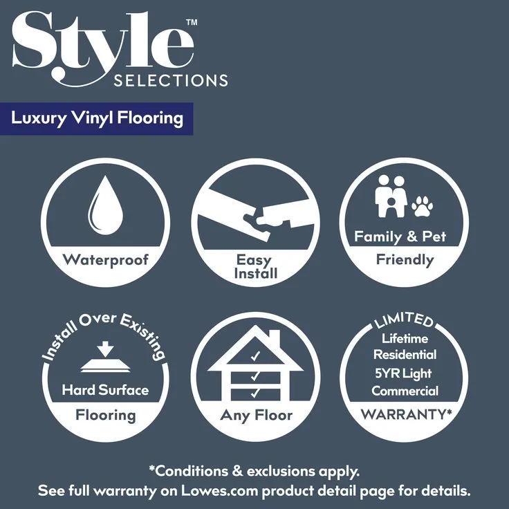 Style Selections English Grove Oak 12-mil x 7-in W x 60-in L Water Resistant Interlocking Luxury Vinyl Plank Flooring, photo 6 of 8