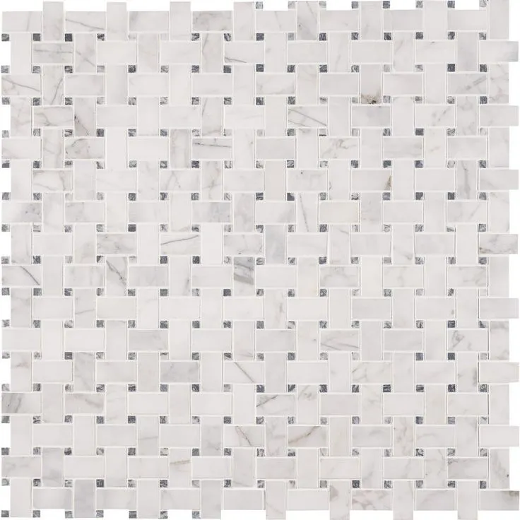 MSI Calacatta Cressa Basket Weave 12 in. x 12 in. x 10 mm Honed Marble Mesh-Mounted Mosaic Tile (10 sq. ft. / case), photo 6 of 11