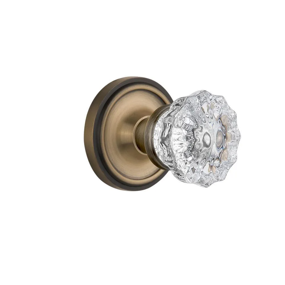 Classic Rosette 2-3/8 in. Backset Satin Nickel Privacy Bed/Bath Crystal Glass Door Knob, photo 16 of 19