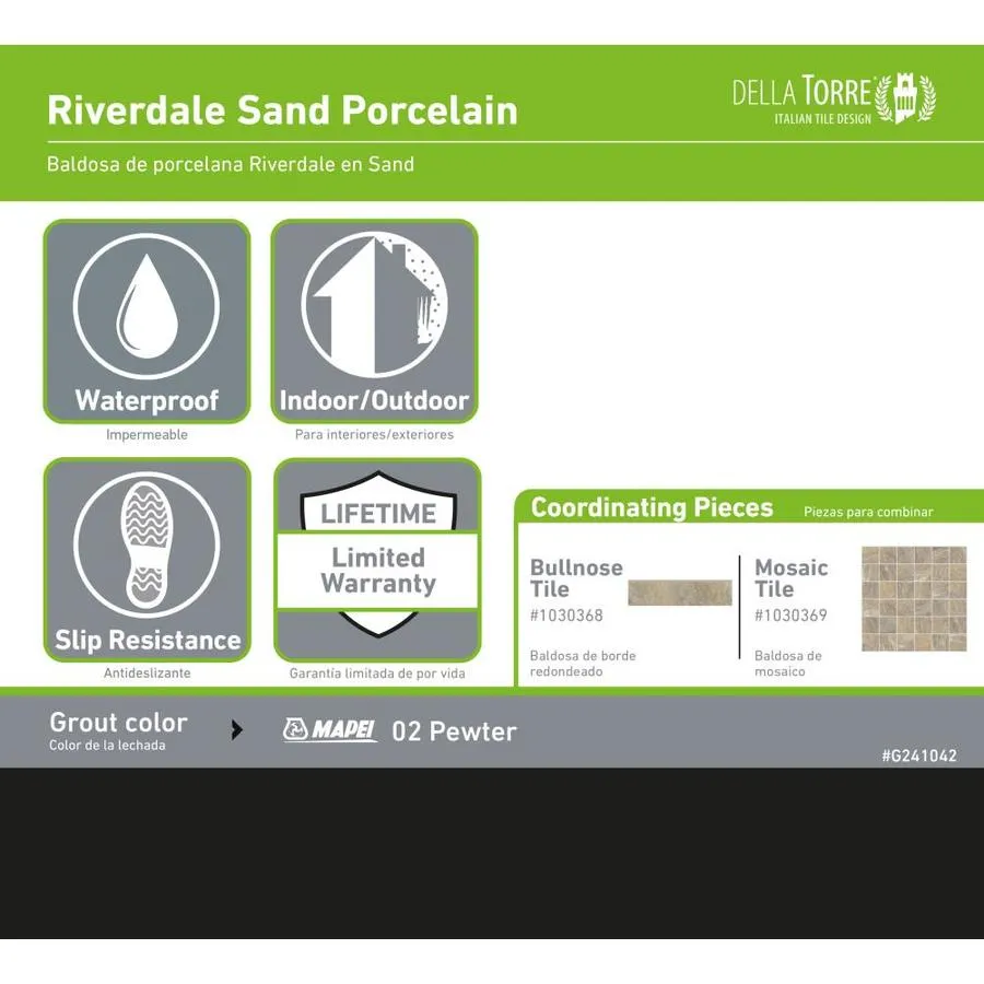 DELLA TORRE Riverdale Sand 12-in x 24-in Glazed Porcelain Tile, photo 6 of 7