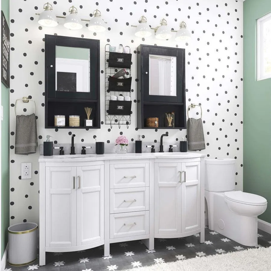 DELLA TORRE Fiona 29-Pack Black and White 8-in x 8-in Glazed Porcelain Encaustic Floor and Wall Tile, photo 2 of 11