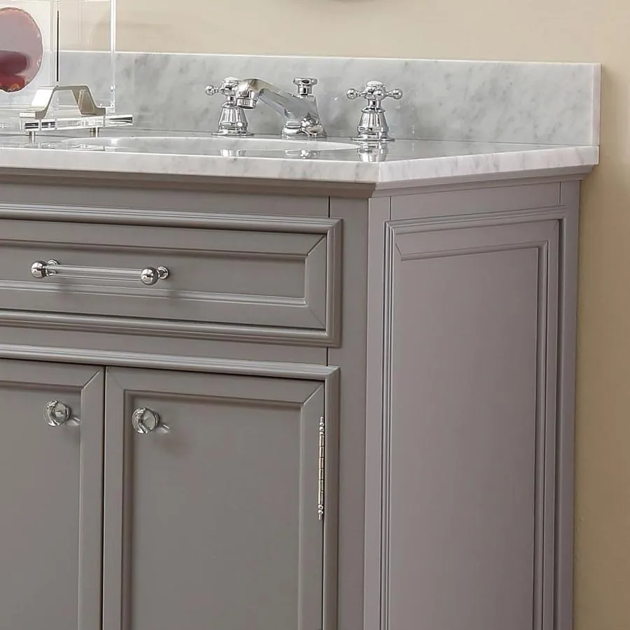 Water Creation Derby 72-in Cashmere Grey Double Sink Bathroom Vanity with Carrara White Natural Marble Top (Mirror Included), photo 3 of 8