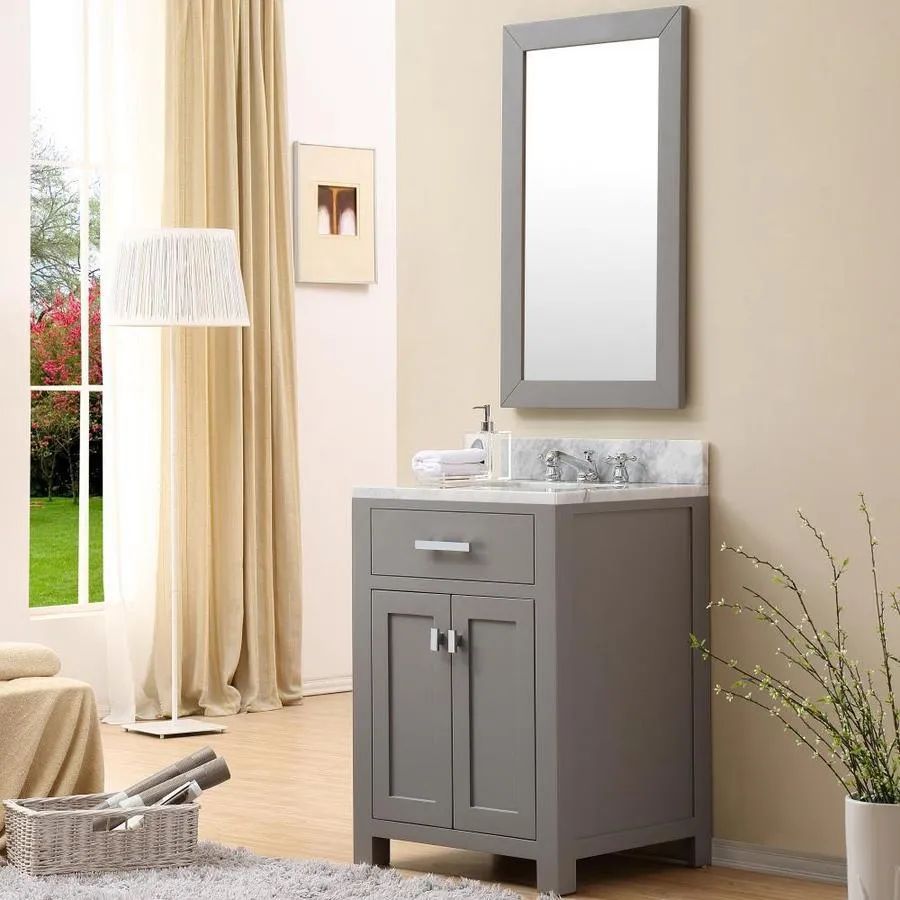 Water Creation Madison 24-in Pure White Single Sink Bathroom Vanity with Carrara White Natural Marble Top, photo 4 of 5