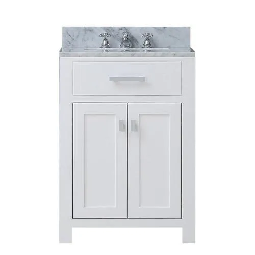 Water Creation Madison 24-in Pure White Single Sink Bathroom Vanity with Carrara White Natural Marble Top, photo 3 of 5