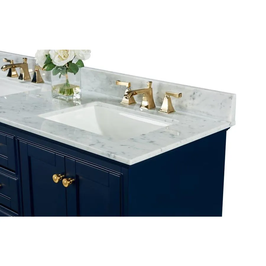 Ancerre Designs Audrey 60-in Heritage Blue Double Sink Bathroom Vanity with Carrara White Natural Marble Top, photo 2 of 7