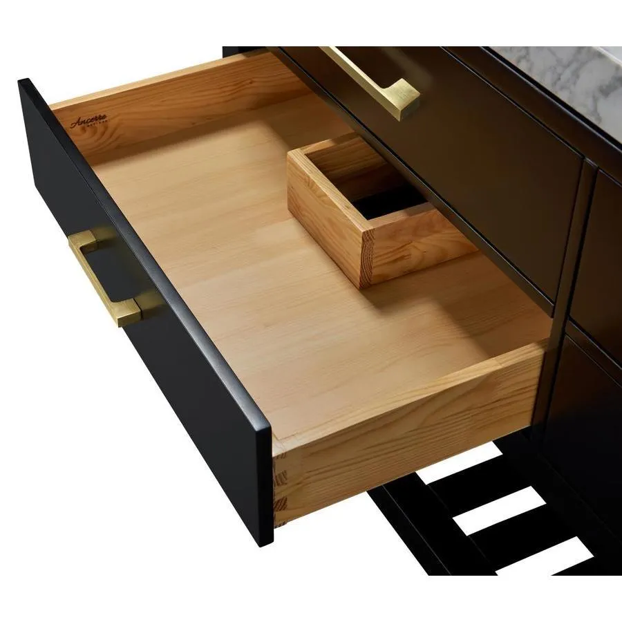 Ancerre Designs Elizabeth 72-in Black Onyx Double Sink Bathroom Vanity with Carrara White Natural Marble Top, photo 5 of 7