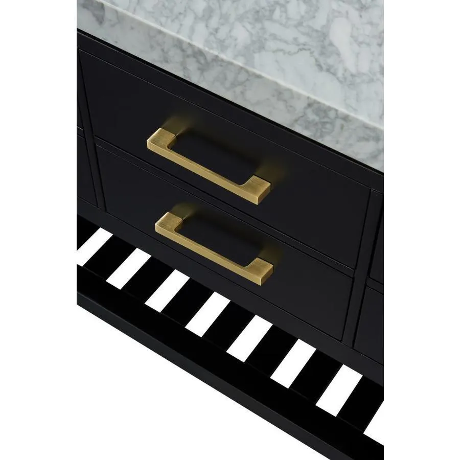 Ancerre Designs Elizabeth 72-in Black Onyx Double Sink Bathroom Vanity with Carrara White Natural Marble Top, photo 6 of 7
