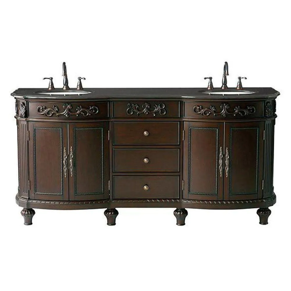 Chelsea 72 in. W Double Bath Vanity in Antique White with Marble Vanity Top in White, photo 6 of 7