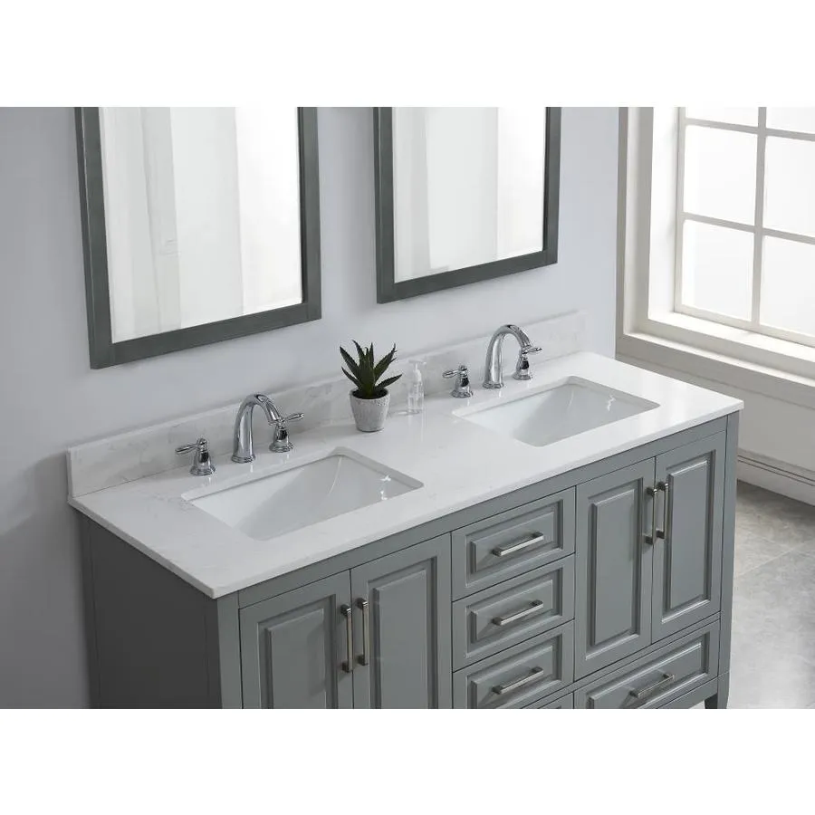Bestview 61-in Carrara White Quartz Bathroom Vanity Top, photo 5 of 6