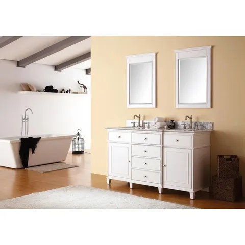 Windsor 72-in White Bathroom Vanity Base Cabinet