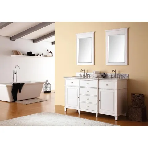Windsor 60-in White Bathroom Vanity Base Cabinet, White