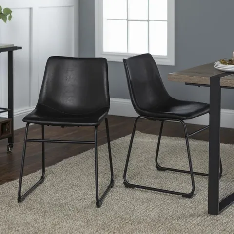 Set of 2 Faux Leather Upholstered Side Chair (Metal Frame)