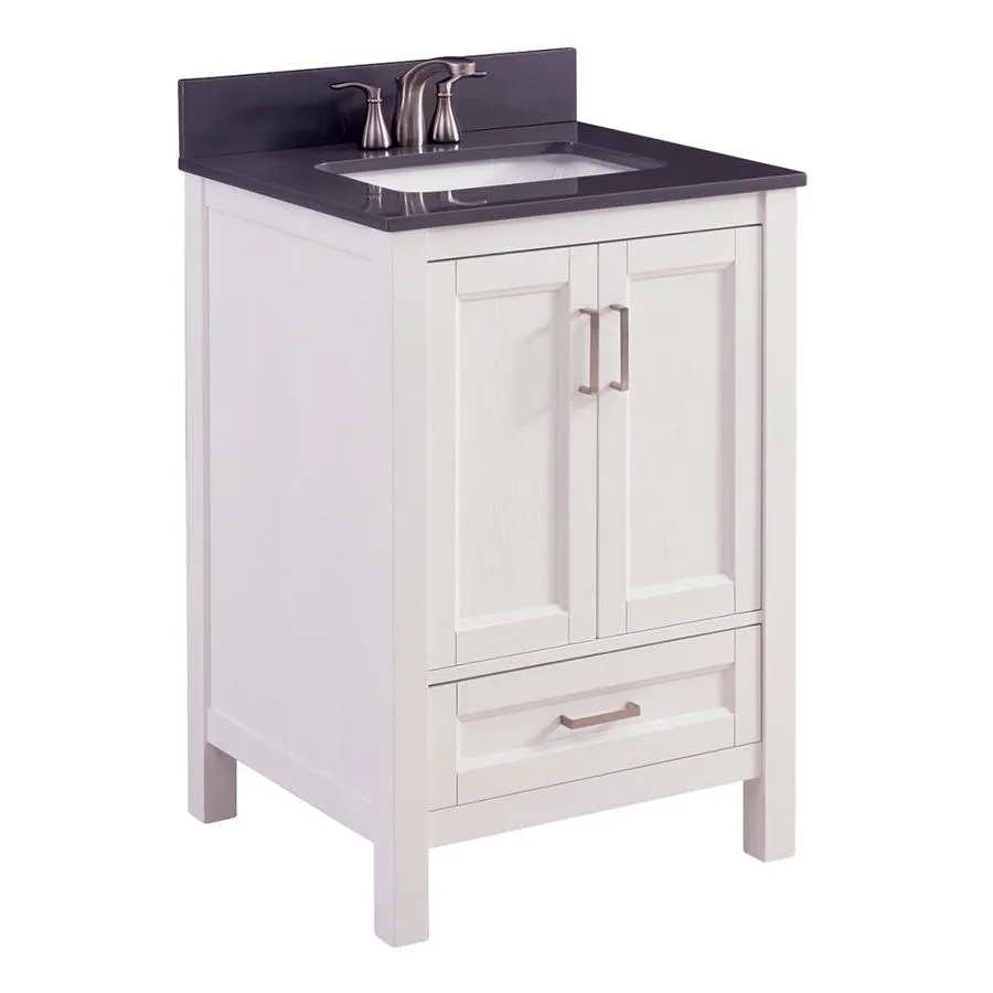 Durham 24-in White Oak Single Sink Bathroom Vanity with Gray Engineered Stone Top, photo 4 of 9