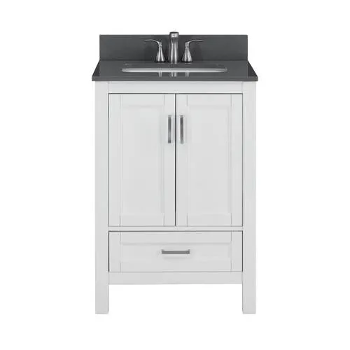 Durham 24-in White Oak Single Sink Bathroom Vanity with Gray Engineered Stone Top, photo 9 of 9