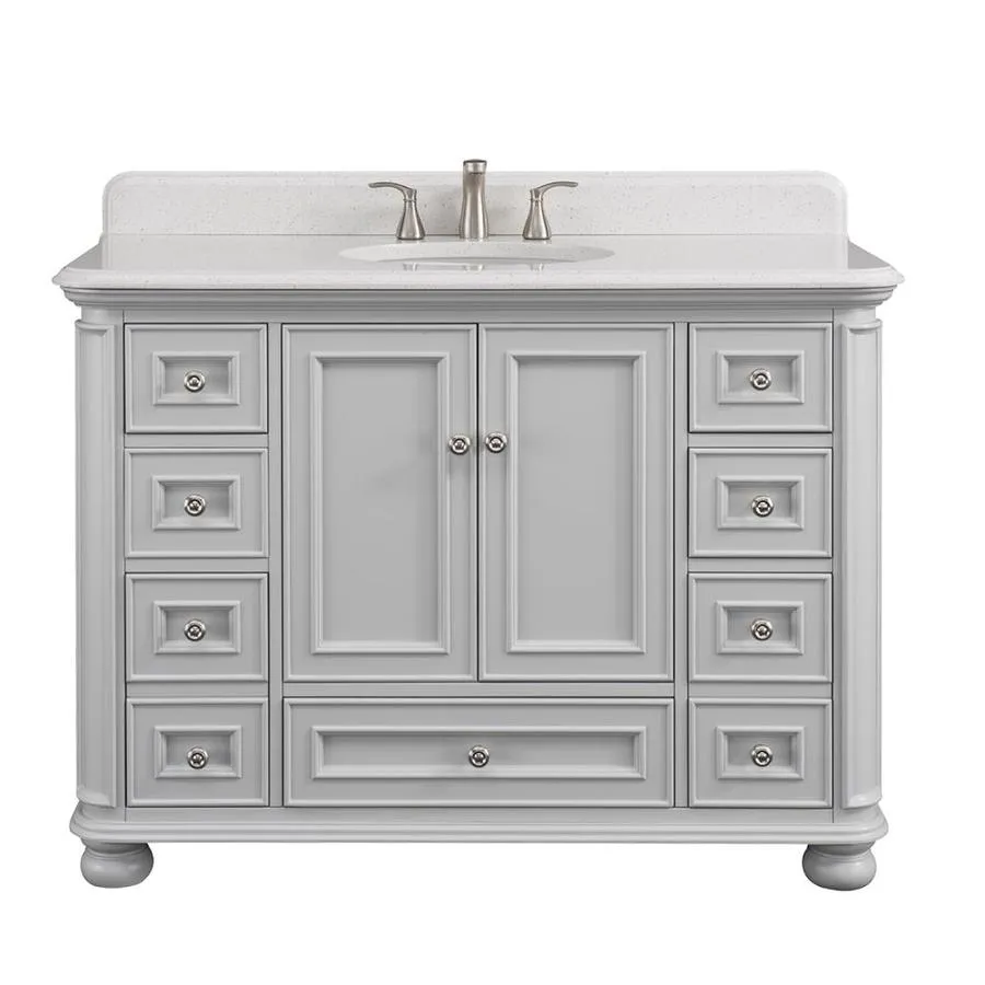 Scott Living Wrightsville 48-in Light Gray Single Sink Bathroom Vanity with Natural Carrara Marble Top, photo 4 of 13