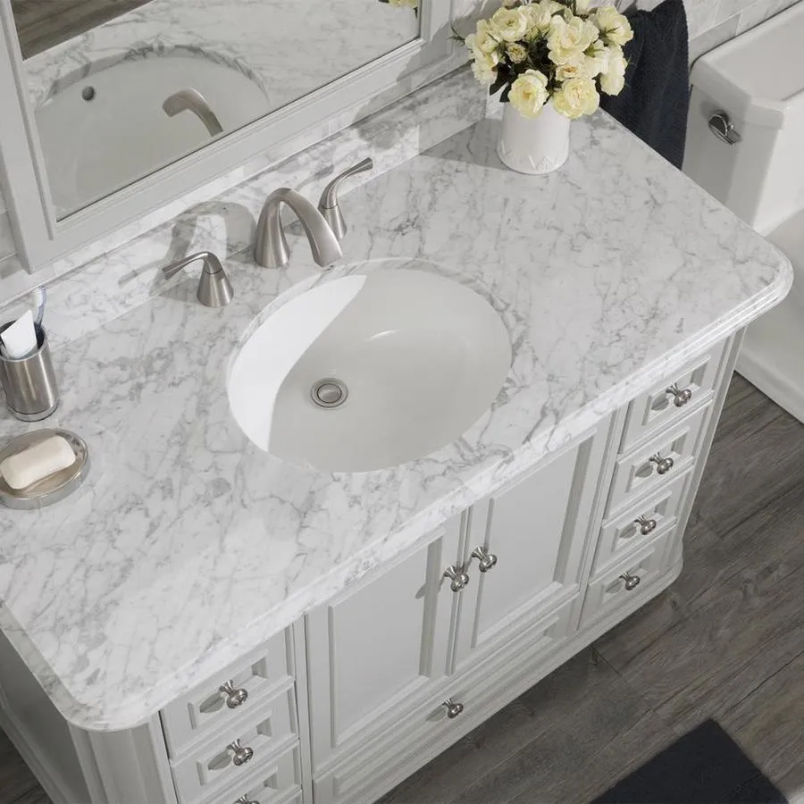 Scott Living Wrightsville 48-in Light Gray Single Sink Bathroom Vanity with Natural Carrara Marble Top, photo 9 of 13