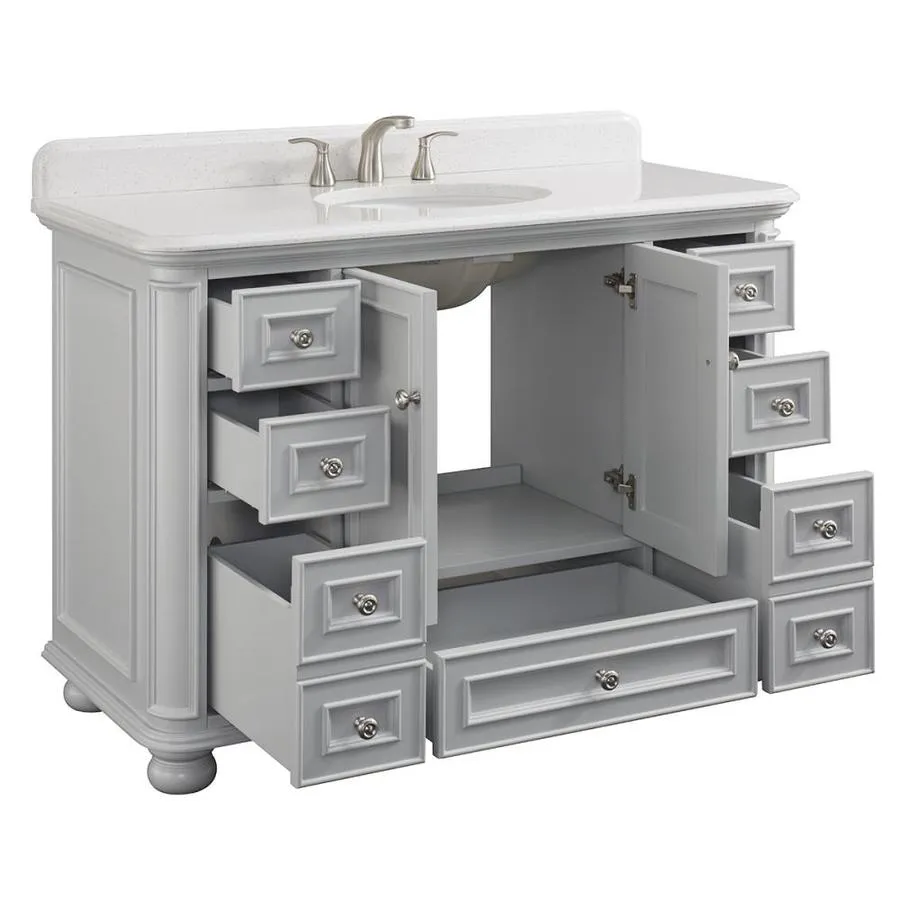 Scott Living Wrightsville 48-in Light Gray Single Sink Bathroom Vanity with Natural Carrara Marble Top, photo 6 of 13