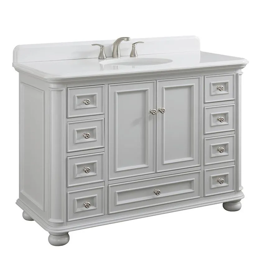Scott Living Wrightsville 48-in Light Gray Single Sink Bathroom Vanity with Natural Carrara Marble Top, photo 5 of 13